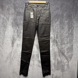 Apperloth Jegging Pants Womens Medium Black Coated Faux Leather Skinny Stretch